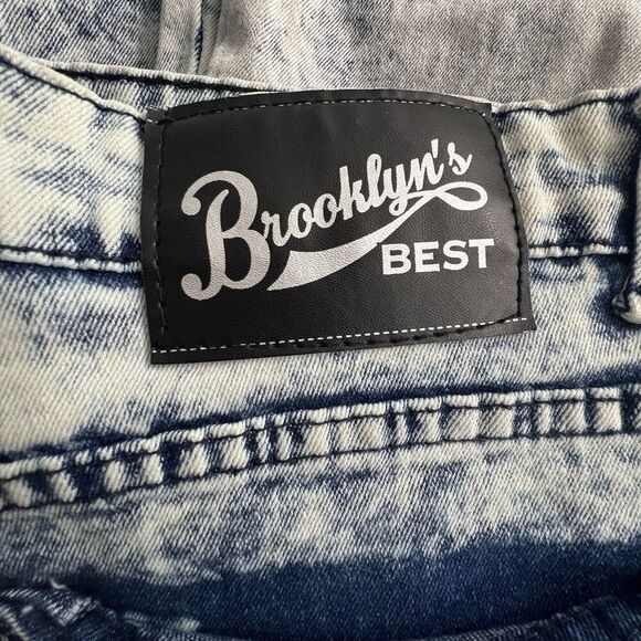 Brooklyns Best Stretch Mens Size 34x32 Skinny Blue Acid Wash Denim Jeans - Picture 3 of 9